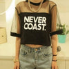 Crop Top O-Neck Short Sleeve Tops Tees Black White Transparent