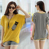 Women Big Size Tops Striped T-shirt Korean Tee Shirts