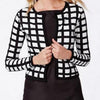 Office Open Stitch Jacket In Grid Print Tailored Short Coat