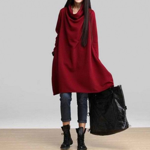 Solid Long-sleeved Elegant Casual Dress