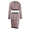 Long-sleeved Plaid 2 Pieces Dress Crop Top