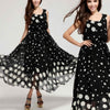 Polka Dot Printed Sleeveless Chiffon Dress