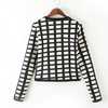 Office Open Stitch Jacket In Grid Print Tailored Short Coat